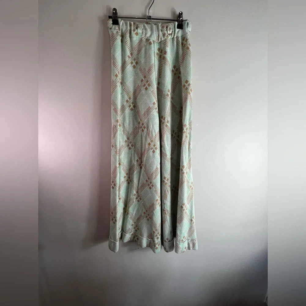 Vintage Poylester Wide Leg Flare 70’s High Waist Trouser Bell Bottom Pants U556 - Picture 2 of 4